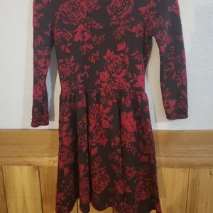 Black and red floral skater dress